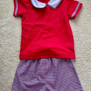 Red Set with Gingham Shorts